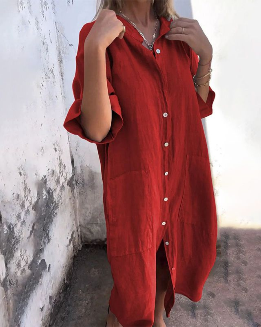Women's Boho Shirt Dress | Relaxed | Seraphina™ Close Up