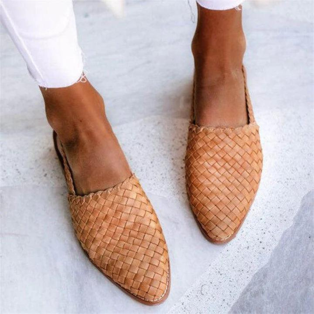 Women's Elegant Leather Ballerinas | Seraphine™ Detail