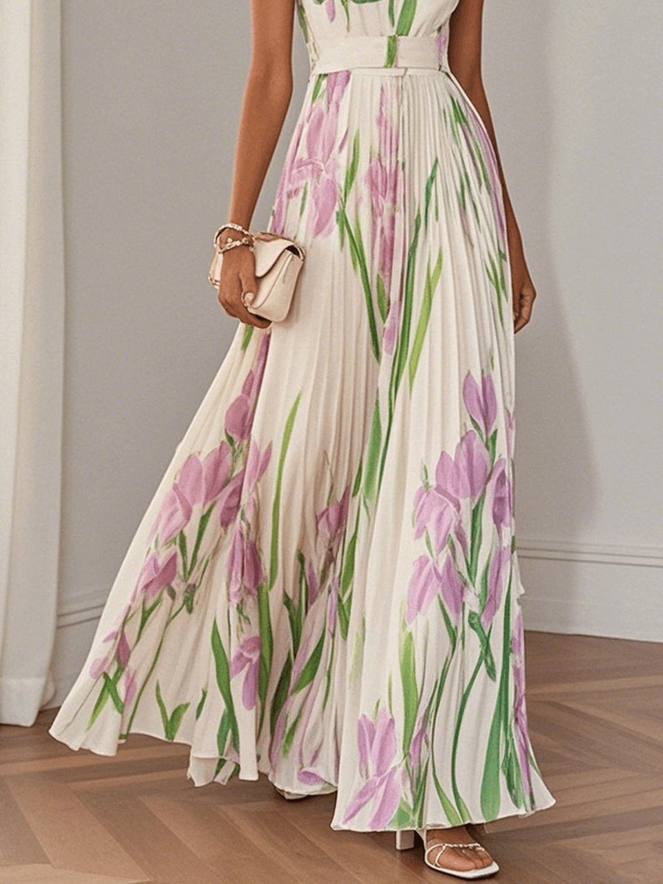 Women's Pleated Floral Maxi Dress | Graduation | Celestina™ Lifestyle