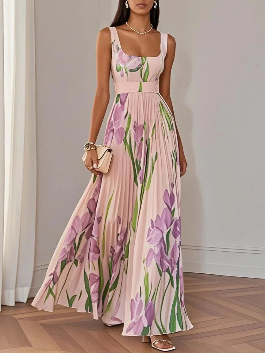 Women's Pleated Floral Maxi Dress | Graduation | Celestina™ Back