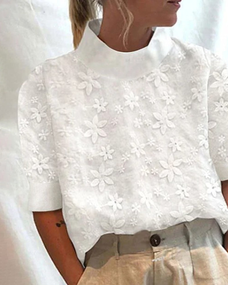 Women's Floral Stand-Up Collar Blouse | Seraphina™ Hero