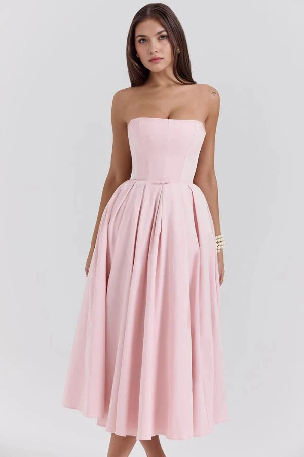 Women's Corseted Wedding Guest Dress | Midi | Bellaviera™ Lifestyle