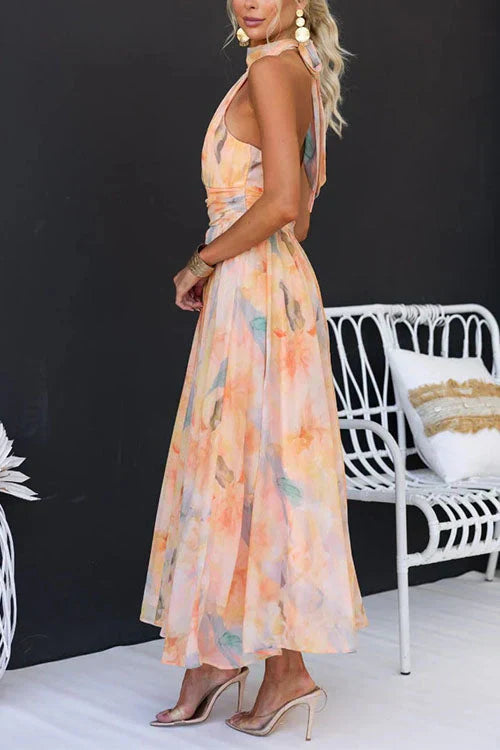 Women's Elegant Maxi Dress | Halter | Cerindra™ Back