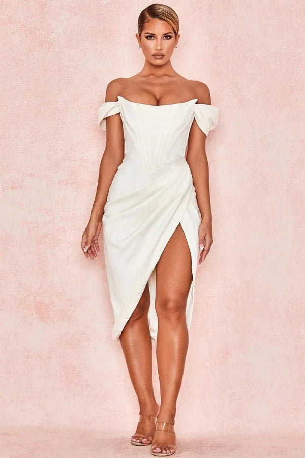 Women's Satin Wedding Guest Dress | Corset | Thessadora™ Hero