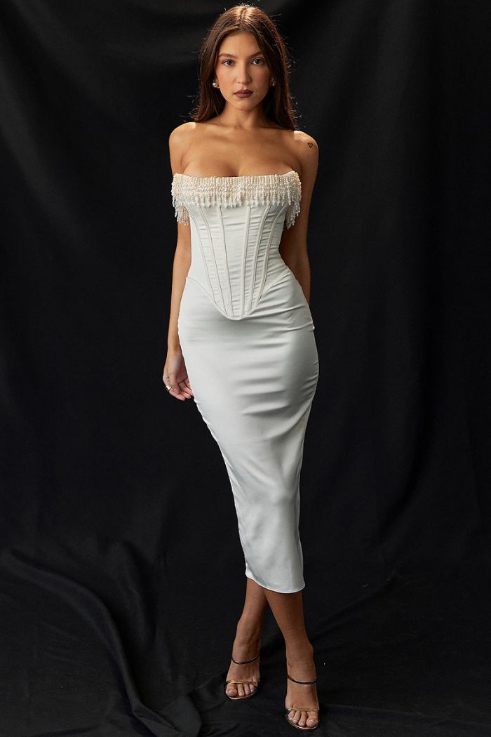 Women's Embellished Strapless Wedding Guest Dress | Maralexia™ Lifestyle