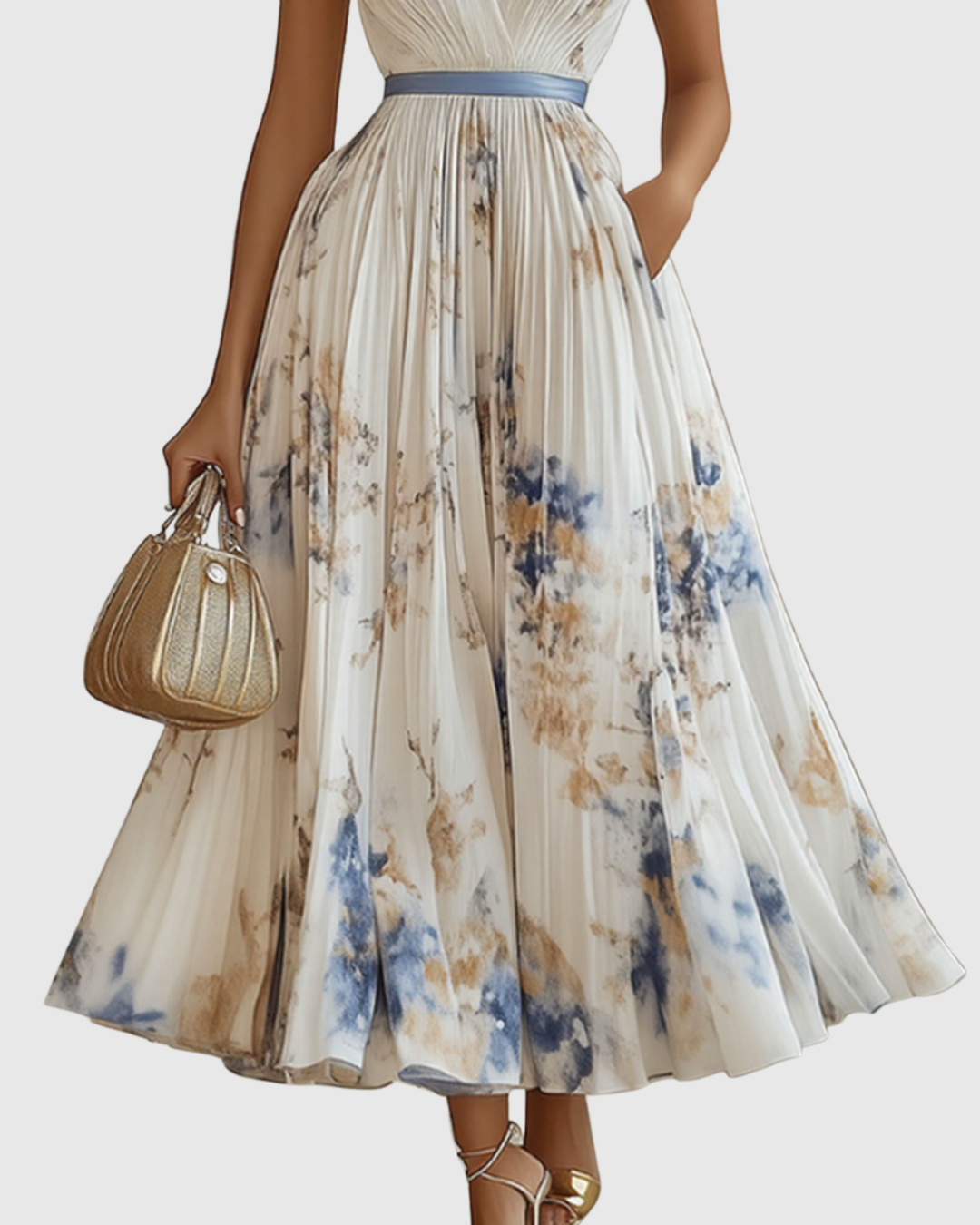 Women's Elegant Pleated Maxi Dress | Seralynn™ Detail