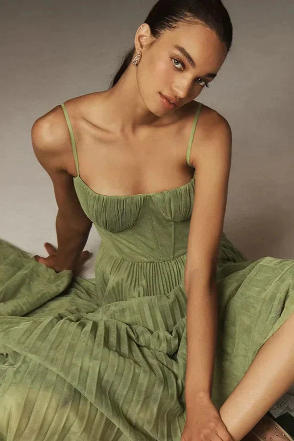 Women's Elegant Pleated Graduation Dress | Aureline™ Side