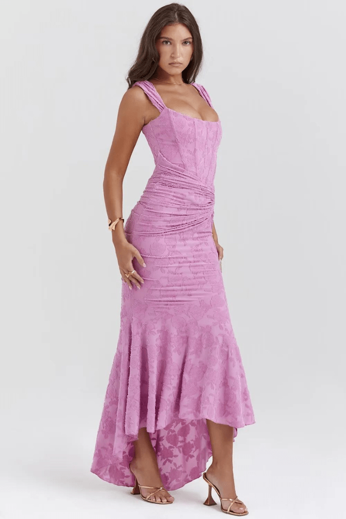 Women's Rose Print Maxi Dress | Flowing | Arabellina™ Lifestyle