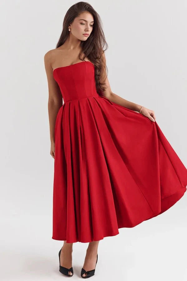 Women's Corseted Wedding Guest Dress | Midi | Bellaviera™ Full