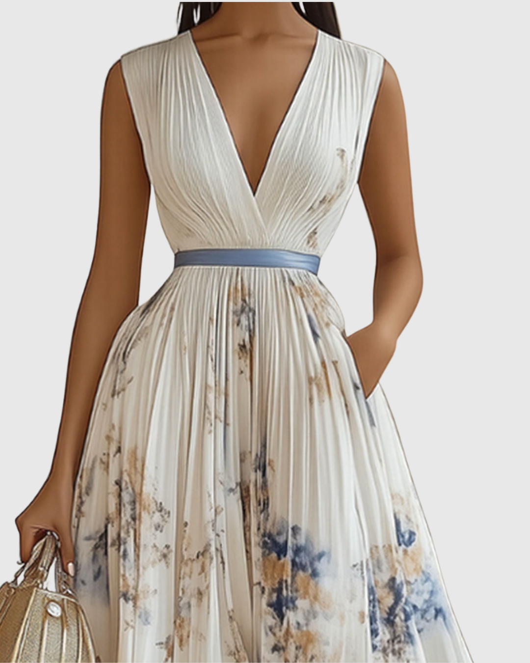 Women's Elegant Pleated Maxi Dress | Seralynn™ Front