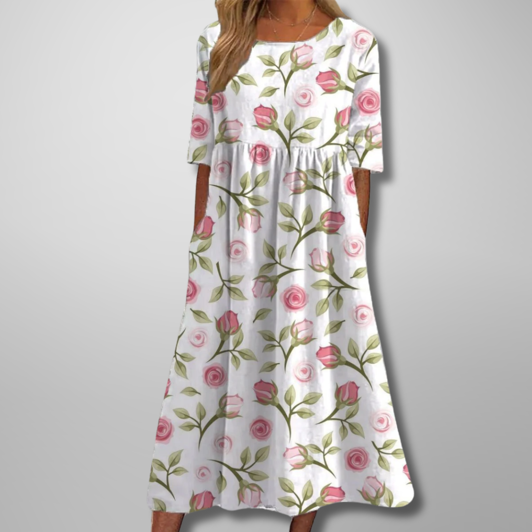 Women's Relaxed Floral Midi Dress | Celeste™ Angle