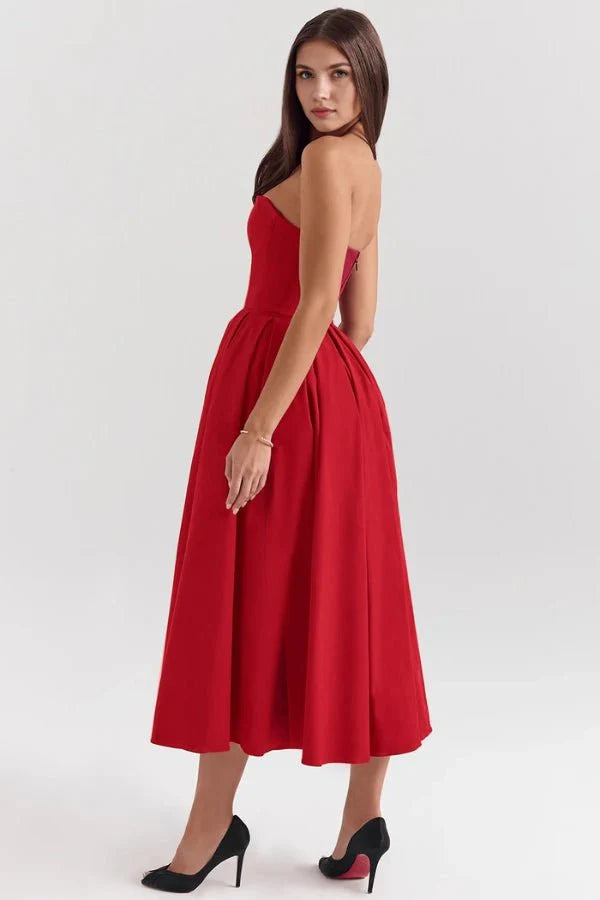 Women's Corseted Wedding Guest Dress | Midi | Bellaviera™ Alternate