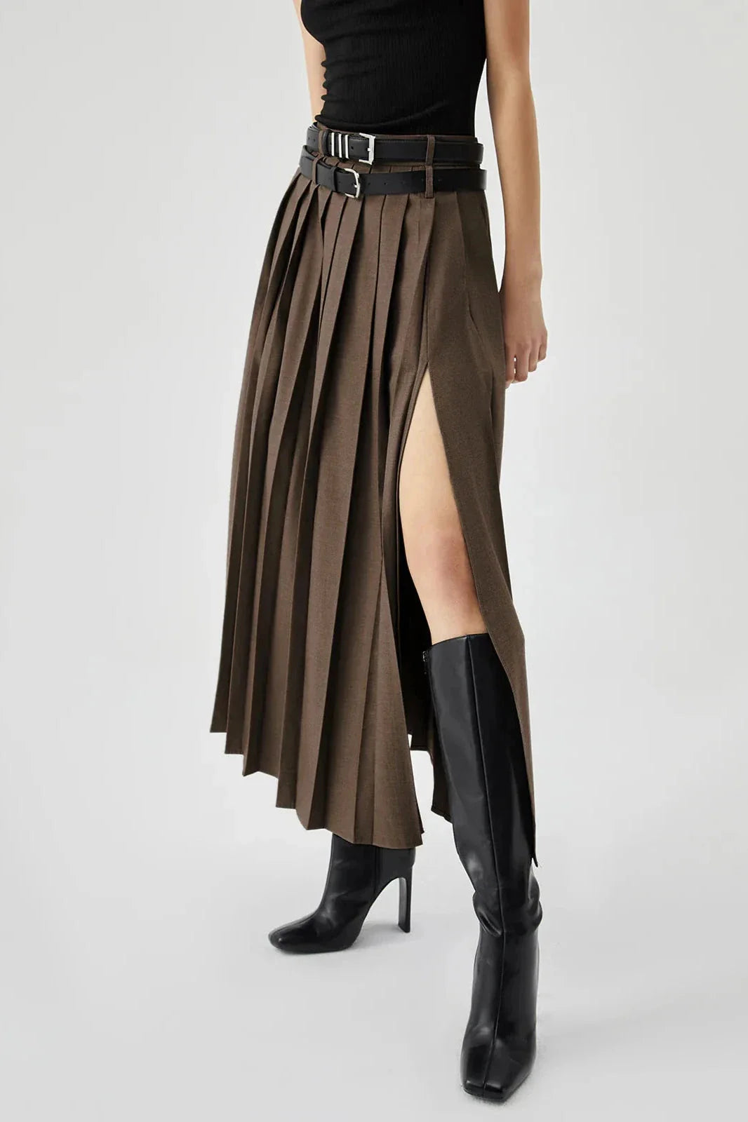 Women's Pleated Split Maxi Skirt | Avelliana™ Back