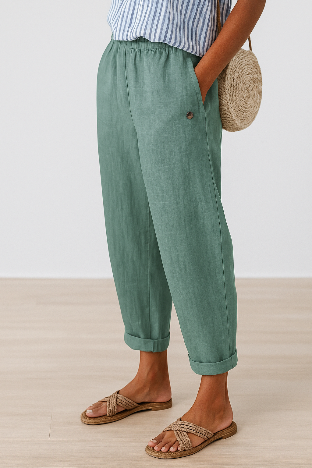 Women's Stylish Linen Pants | Side Pockets | Seraphine™ Side