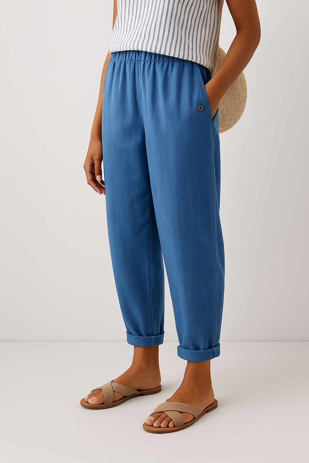 Women's Stylish Linen Pants | Side Pockets | Seraphine™ Detail