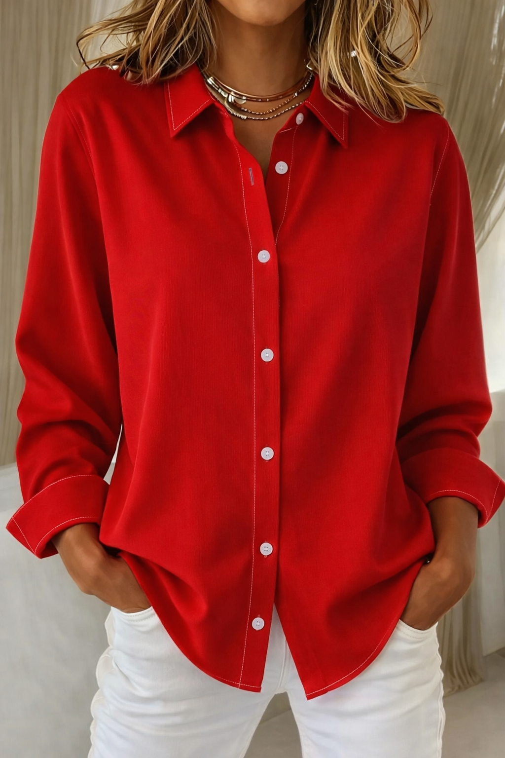 Women's Elegant Blouse | Button Down | Miraven™ Detail
