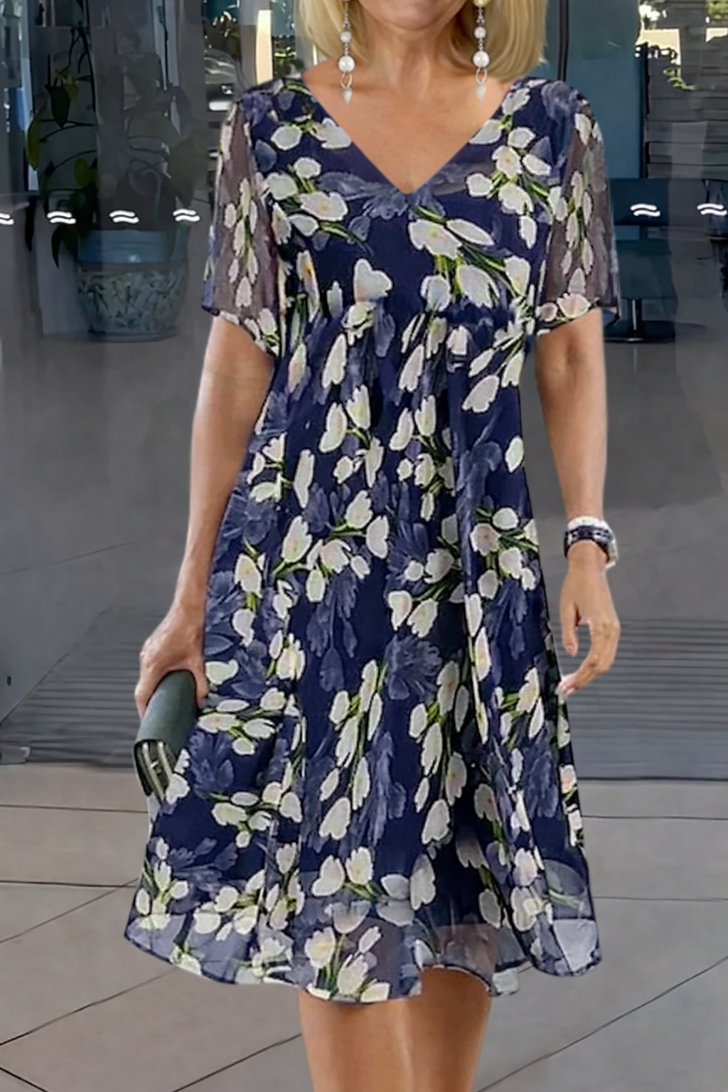 Women's Floral Print Double Tunic Dress | Bellavina™ Hero