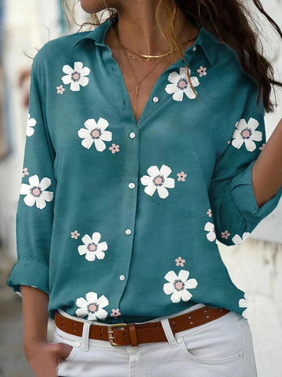 Women's Floral Short Sleeve Blouse | Avaloria™ Side