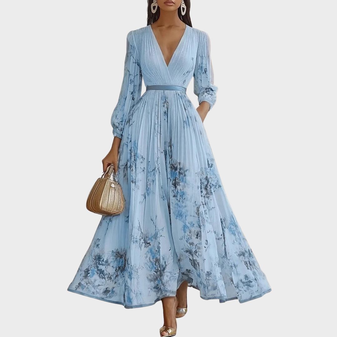 Women's Elegant Pleated Maxi Dress | Seralynn™ Side
