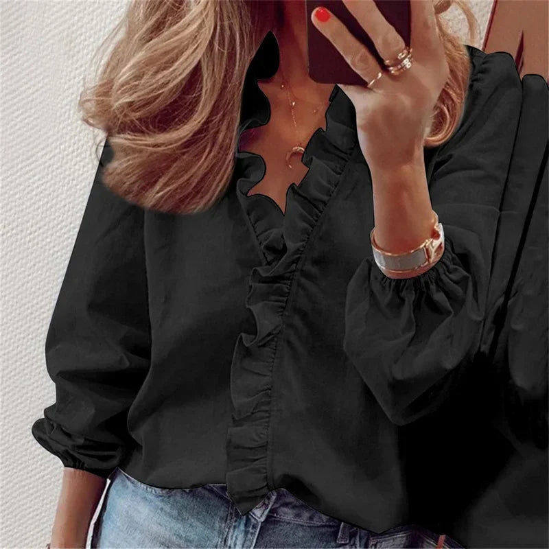 Women's Ruffles Blouse | Balloon Sleeve | Celestina™ Side