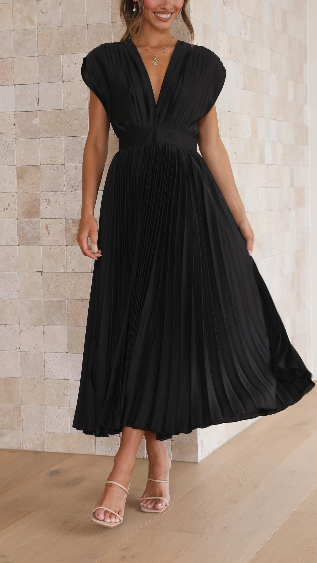 Women's Elegant Pleated Maxi Dress | Seraphine™ View 18