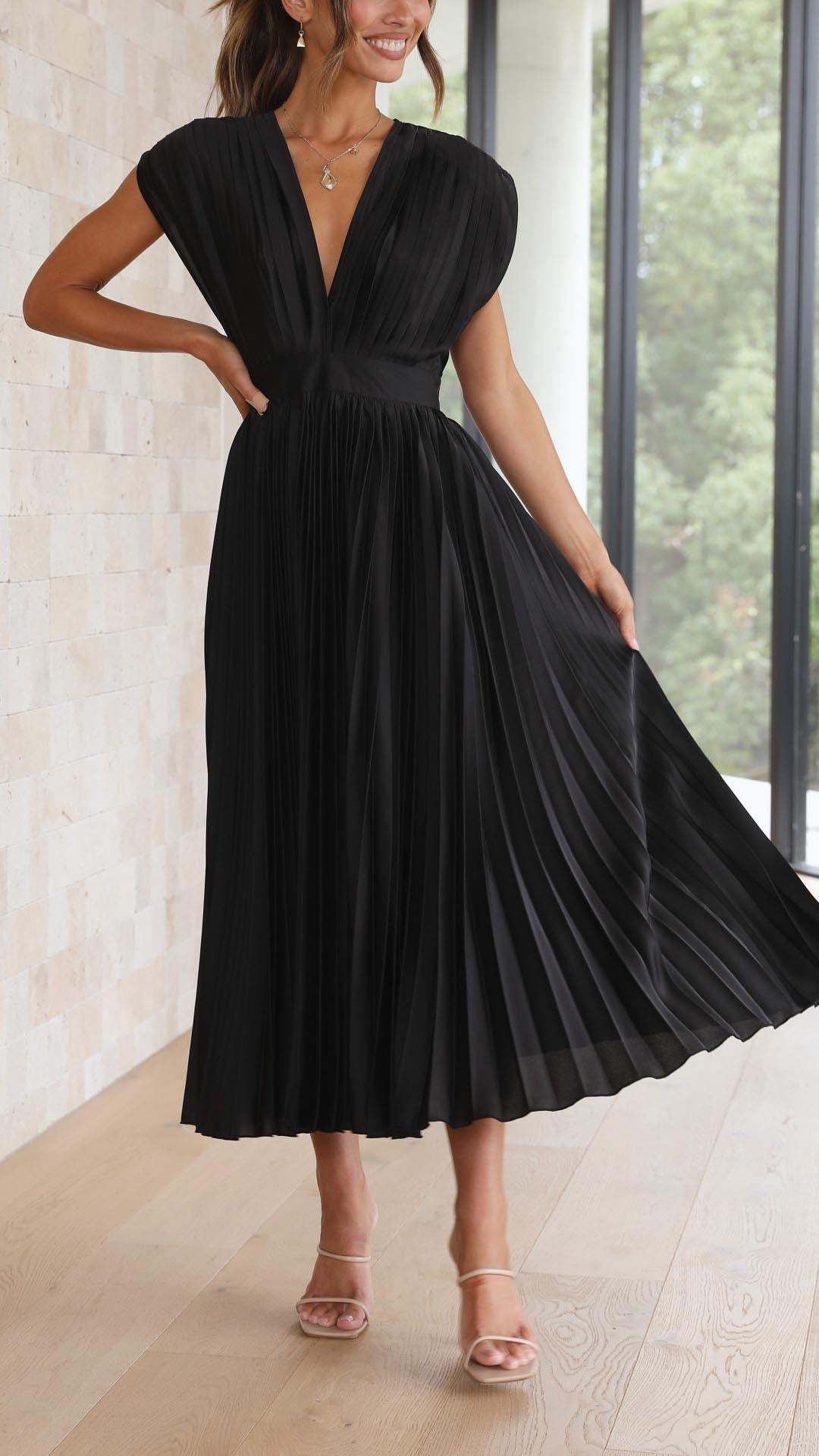 Women's Elegant Pleated Maxi Dress | Seraphine™ View 15