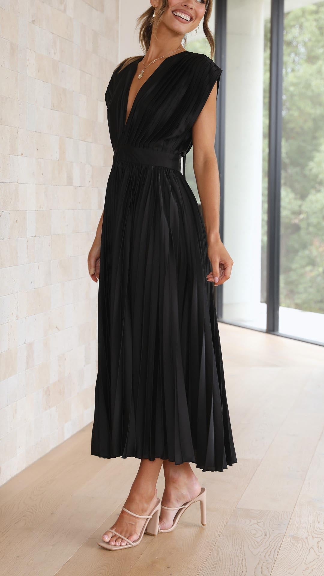 Women's Elegant Pleated Maxi Dress | Seraphine™ View 16