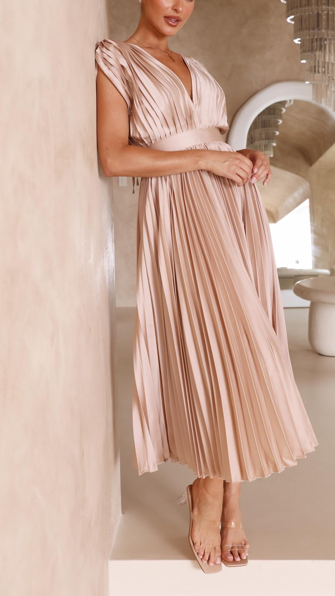 Women's Elegant Pleated Maxi Dress | Seraphine™ Alternate