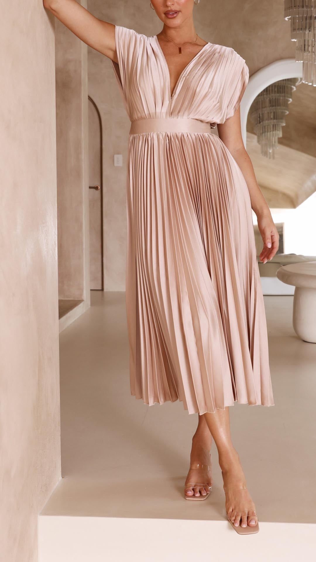 Women's Elegant Pleated Maxi Dress | Seraphine™ Full
