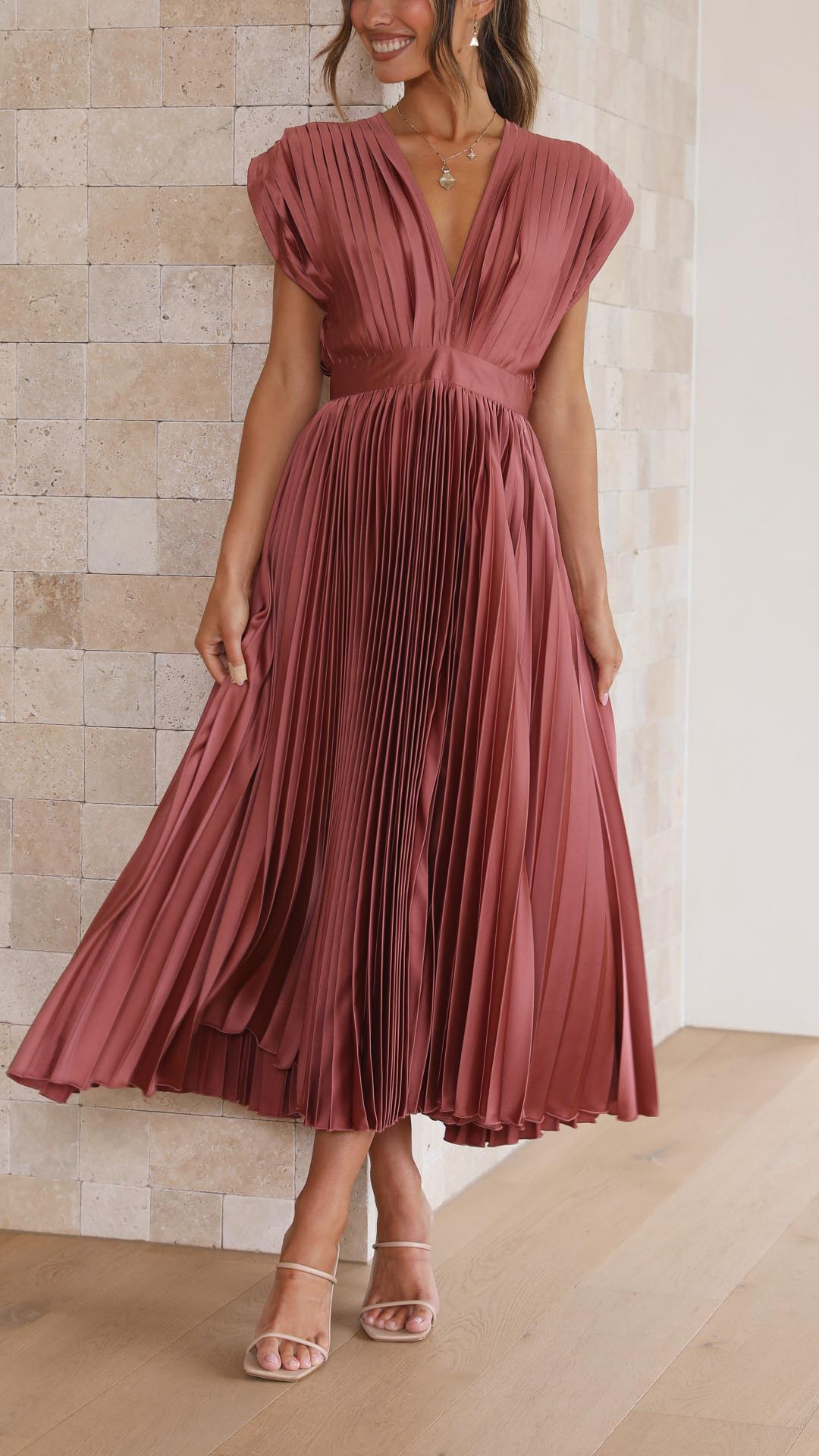 Women's Elegant Pleated Maxi Dress | Seraphine™ Detail