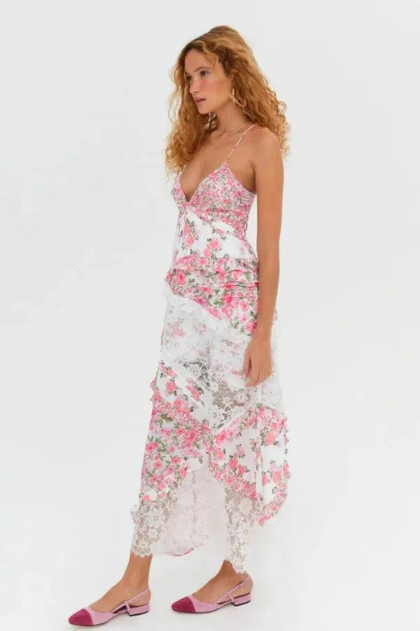 Women's Print Splice Dress | Wanderlust | Rosalynth™ Close Up