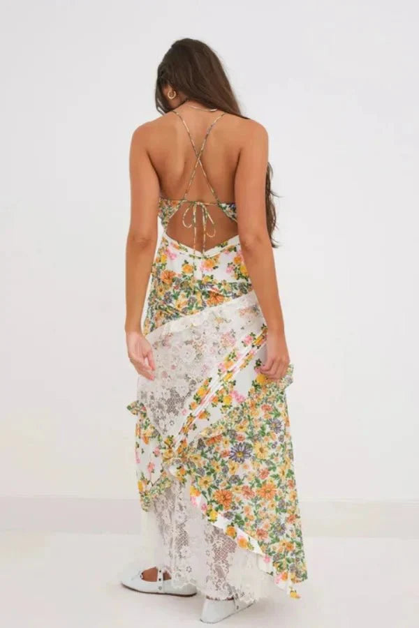Women's Print Splice Dress | Wanderlust | Rosalynth™ Detail