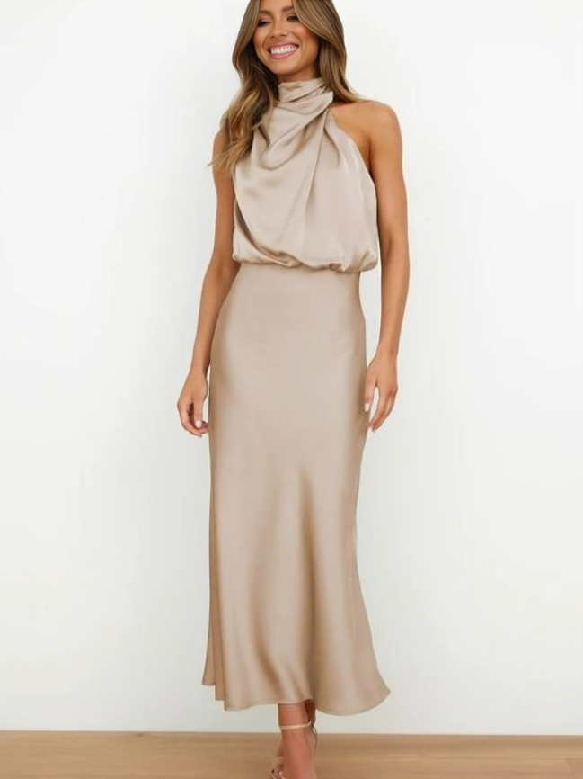 Women's Elegant Halter Evening Dress | Seralynn™ Side