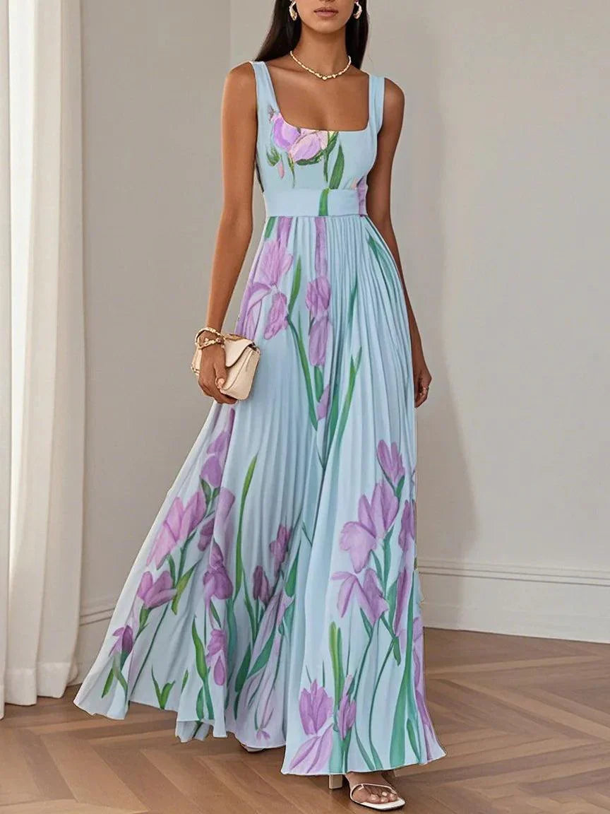Women's Pleated Floral Maxi Dress | Graduation | Celestina™ Detail