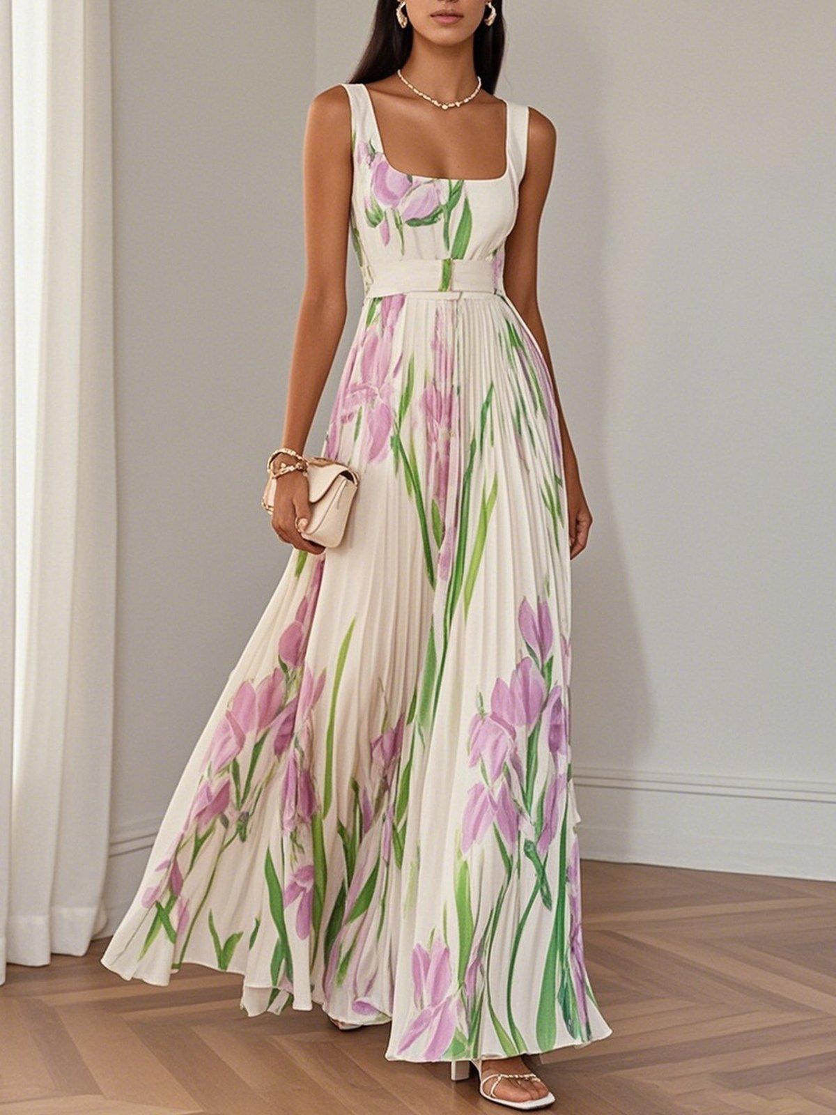 Women's Pleated Floral Maxi Dress | Graduation | Celestina™ Hero