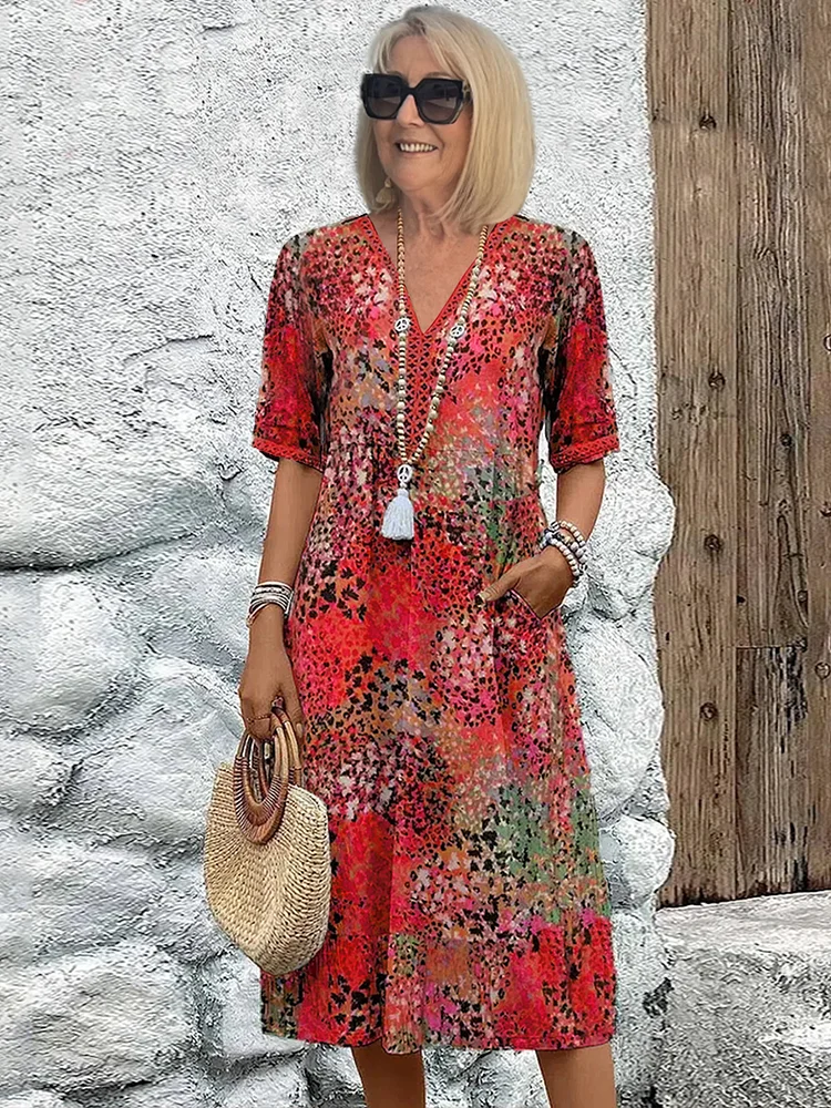 Women's Boho Dress | Printed Midi | Solara™ Hero