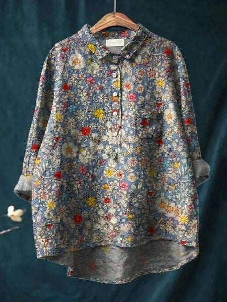 Women's Floral Blouse | Draped | Celestine™ Side