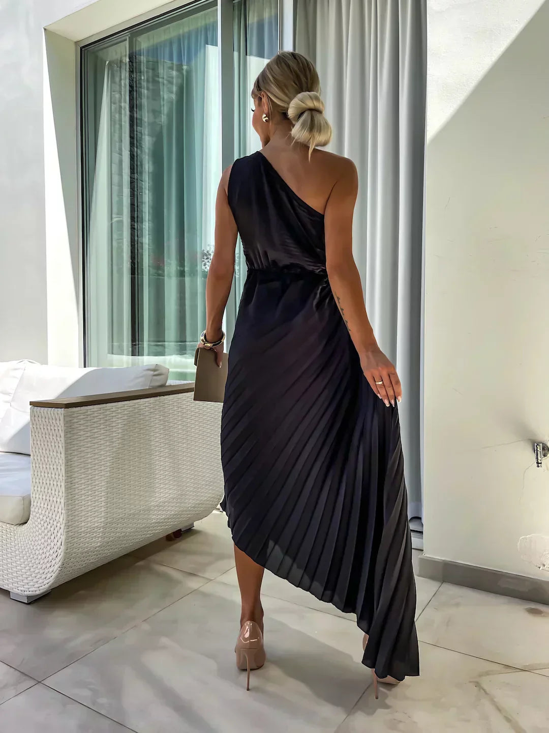 Women's One Shoulder Pleated Dress | Graduation | Seralina™ Lifestyle