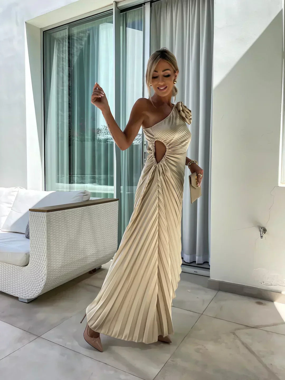 Women's One Shoulder Pleated Dress | Graduation | Seralina™ View 13