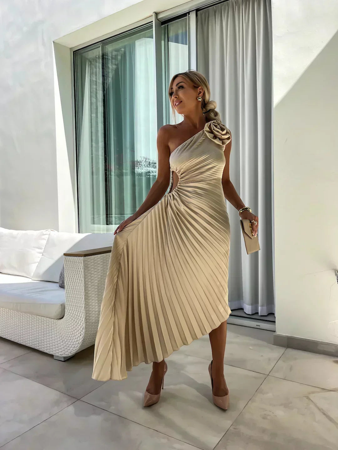 Women's One Shoulder Pleated Dress | Graduation | Seralina™ View 11