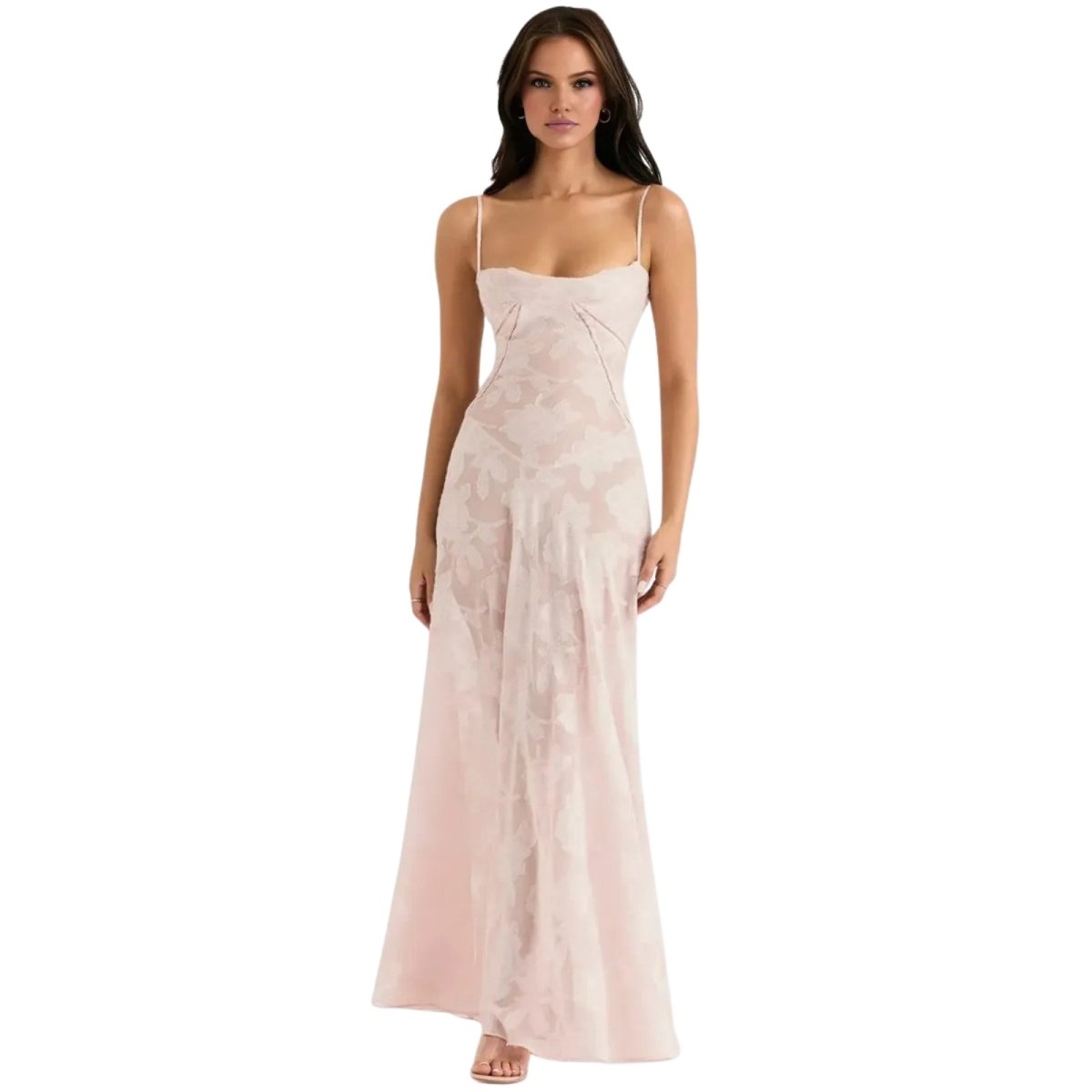 Women's Floral Jacquard Wedding Guest Dress | Etherelynn™ Angle