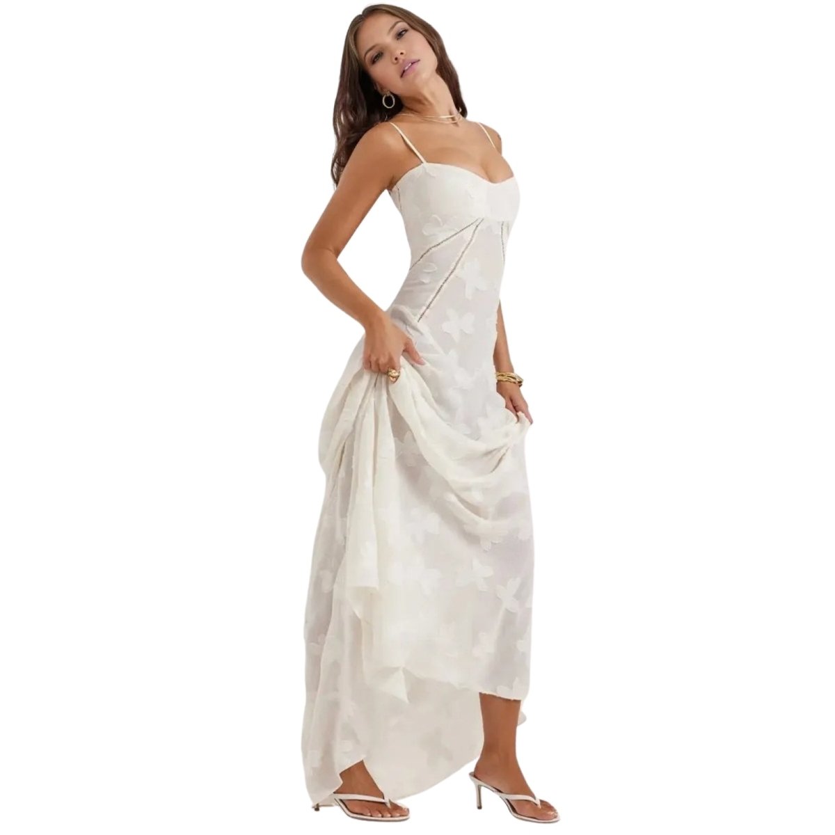 Women's Floral Jacquard Wedding Guest Dress | Etherelynn™ Detail