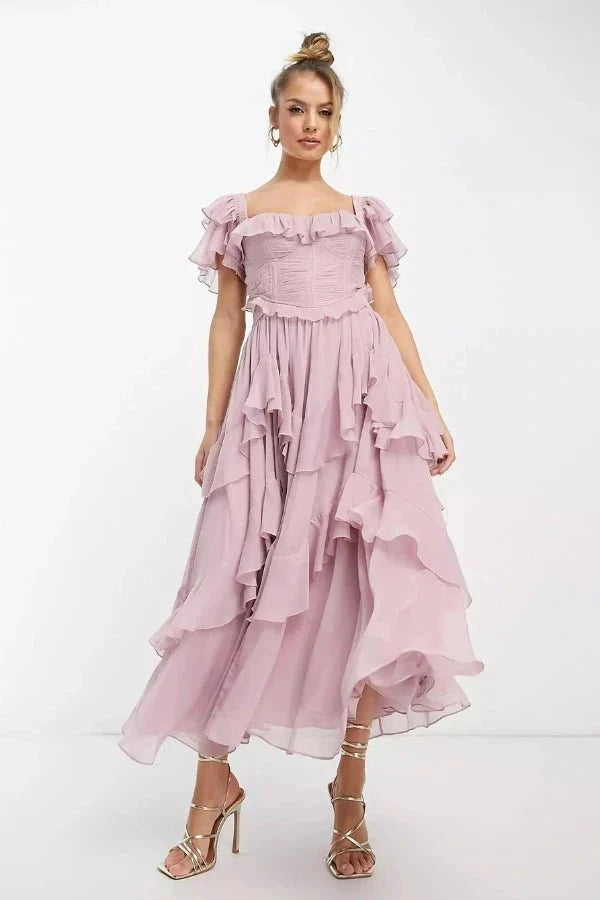 Women's Ruffle Corset Set | Tiered Skirt | Thessyria™ Front