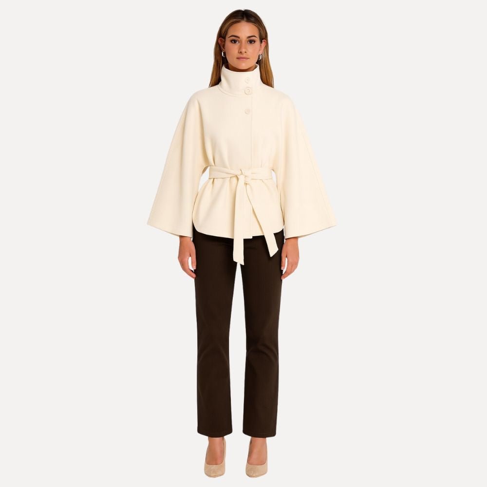 Women's Double-Faced Wool Cape | Funnel Neck | Valorienne™ Hero