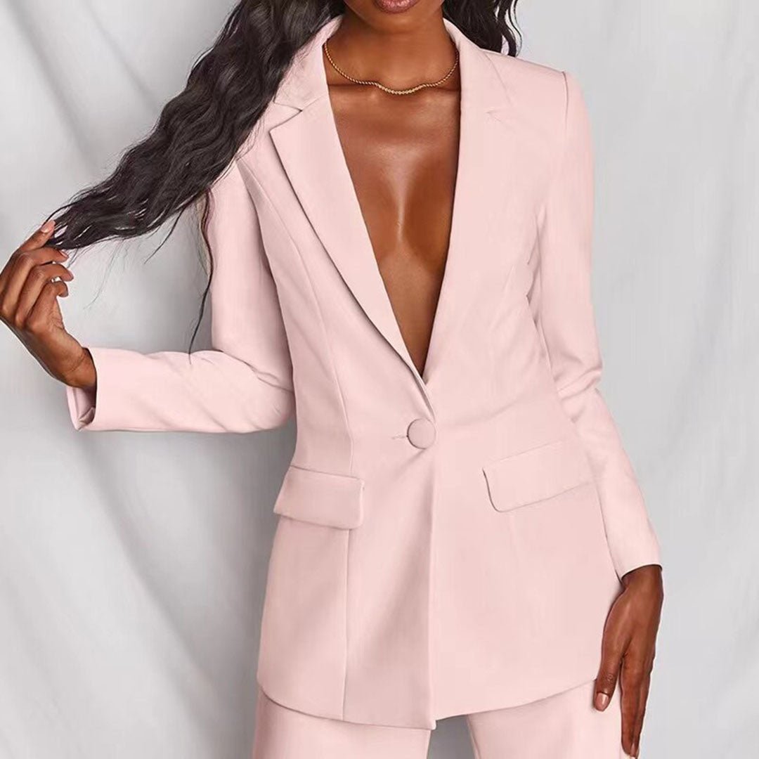 Women's Chic Blazer & Trousers Set | Elysiara™ Angle