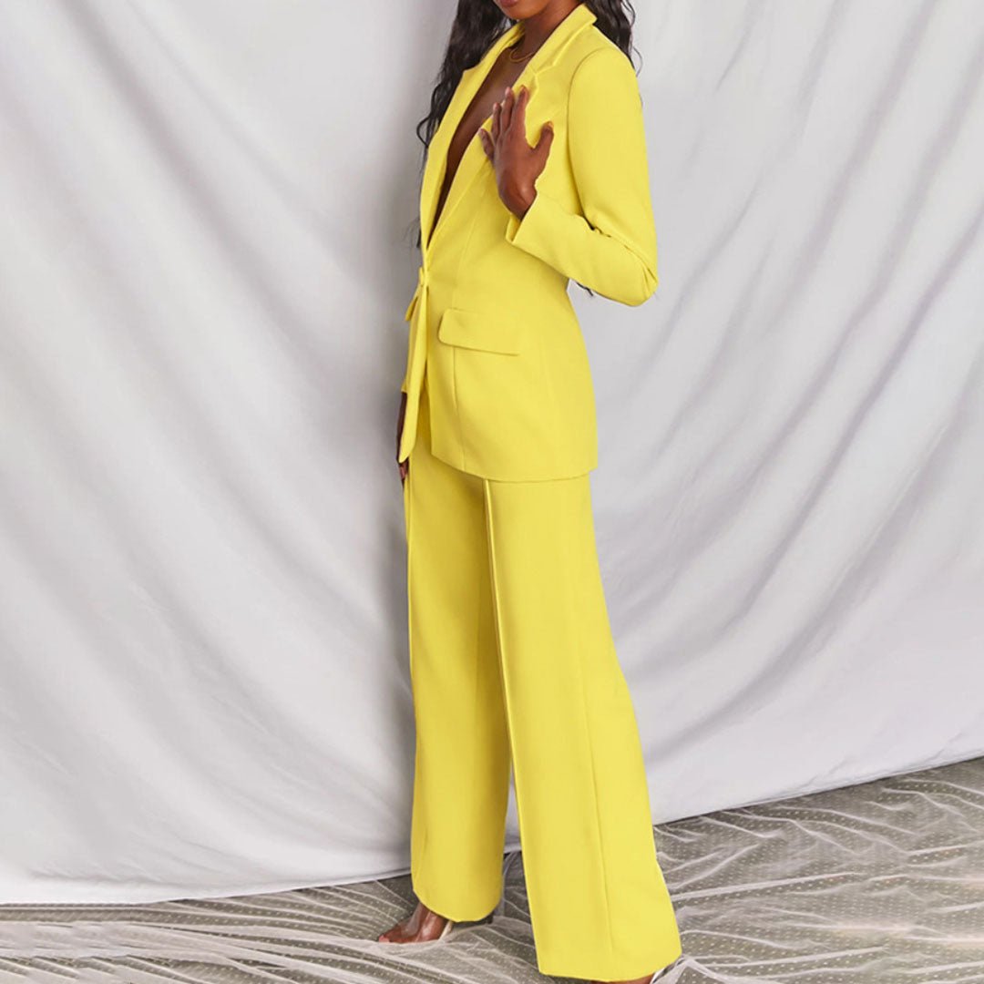 Women's Chic Blazer & Trousers Set | Elysiara™ Detail
