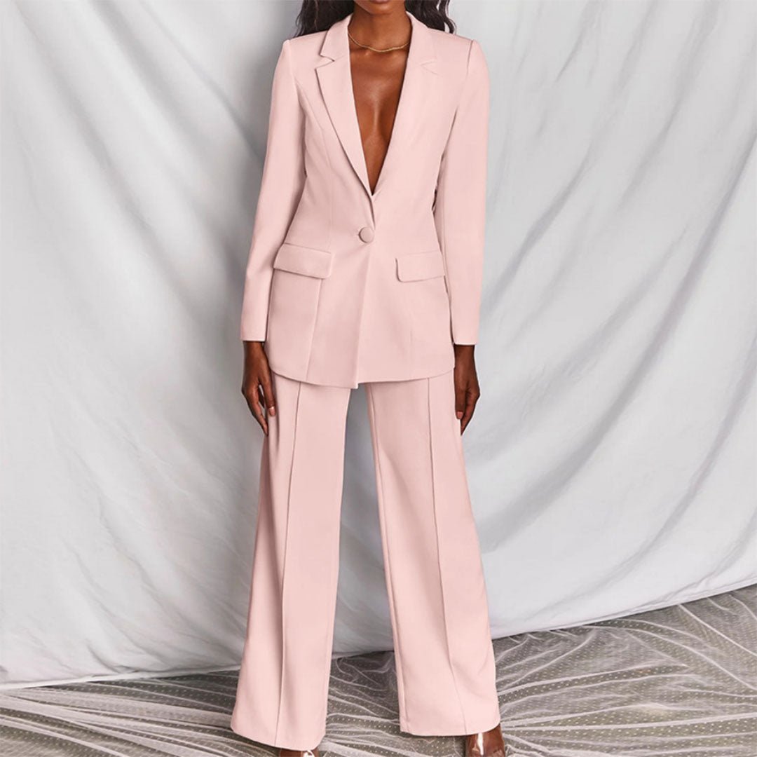 Women's Chic Blazer & Trousers Set | Elysiara™ Back