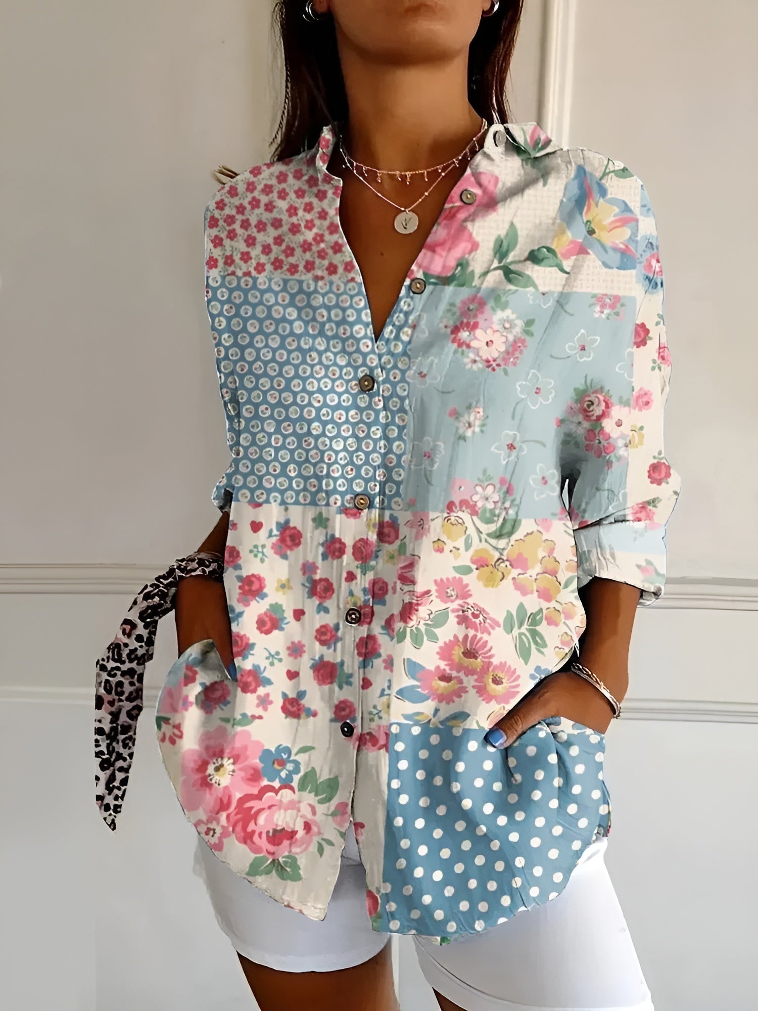 Women's Chic Blouse Whimsical Prints | Seraphine™ Detail