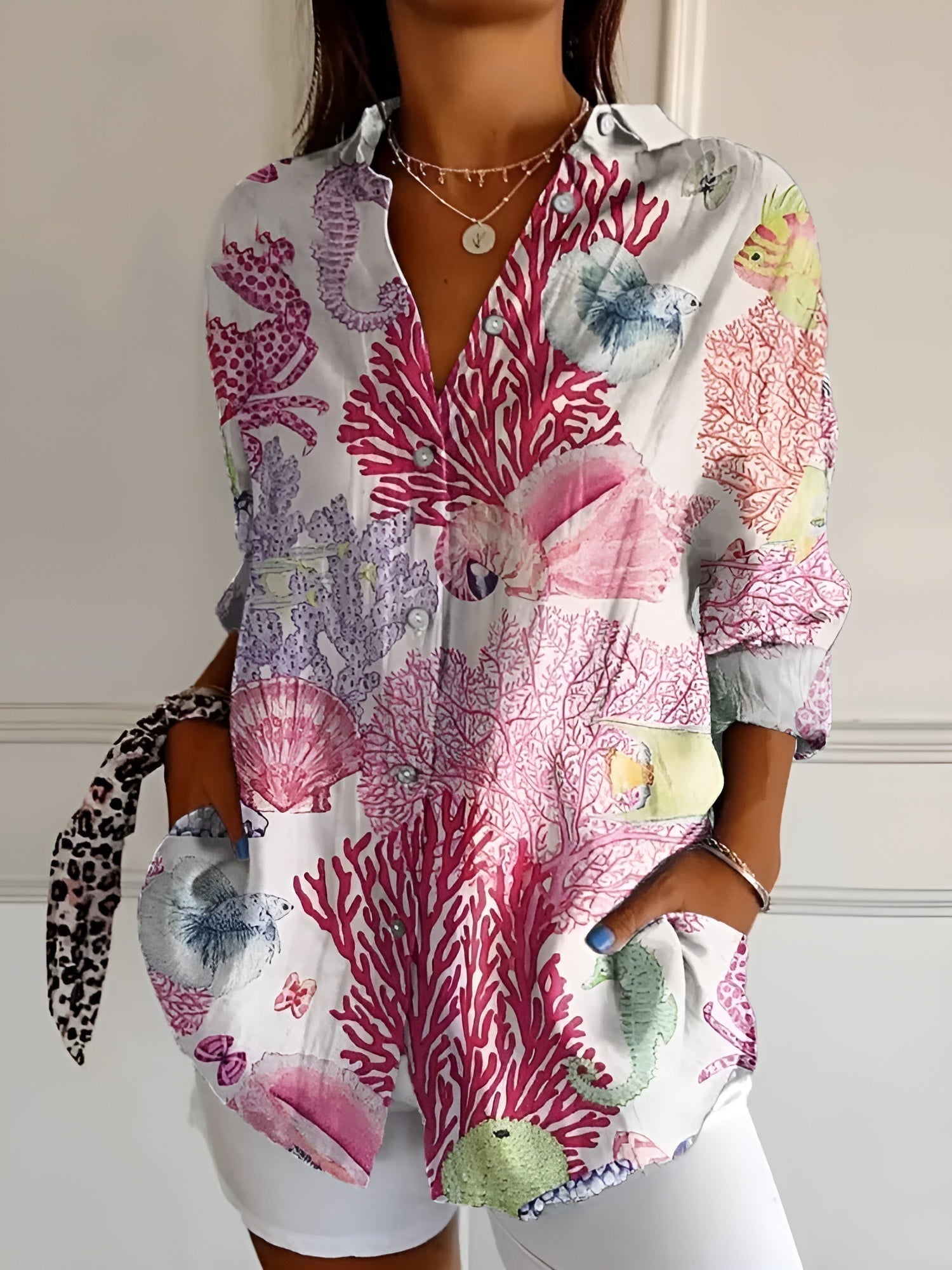 Women's Chic Blouse Whimsical Prints | Seraphine™ Side